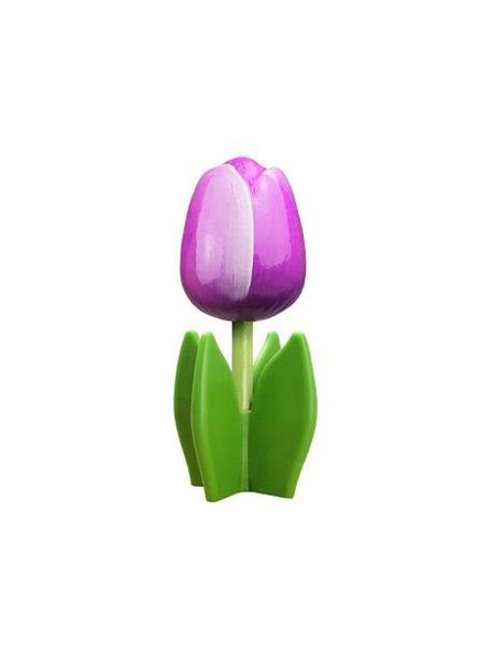 Paarse houten tulp op een blad