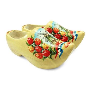 Wooden shoes with a windmill varnished