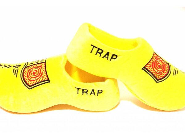 clog slipper with embroidered text