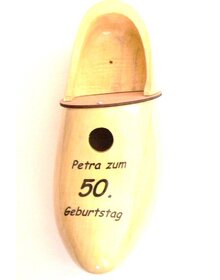Birdhouse clog painted with text