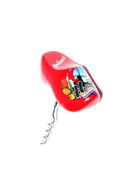 Souvenir klompjes uitgevoerd als een kurkentrekker rood