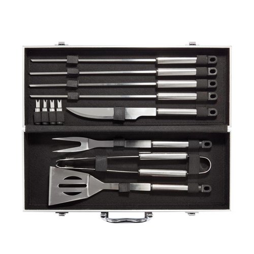 Barbecue relatiegeschenken bedrukken 12-delige barbecue set in aluminium koffer P422.182