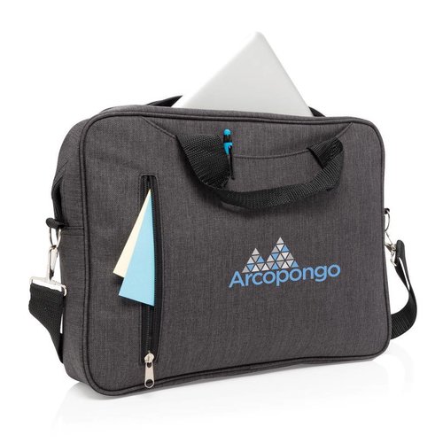 Basic 15,6 inch laptoptas van 600D polyester bedrukt met bedrijfslogo