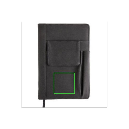 Notitieboek met vak voor telefoon P773.071 – PU-omslag met telefoonvak, pennenvak en 160 pagina’s, ideaal als multifunctioneel relatiegeschenk