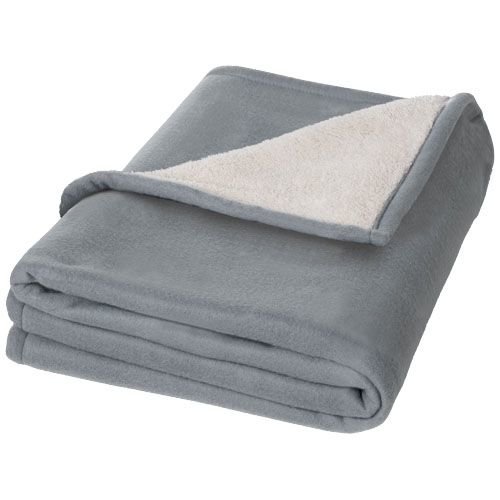 Springwood soft fleece en sherpa plaid deken 112809 met draagzak en bedrijfslogo