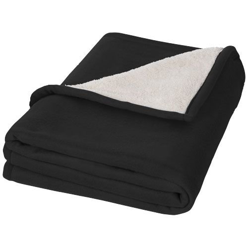 Springwood soft fleece en sherpa plaid deken 112809 met draagzak en bedrijfslogo