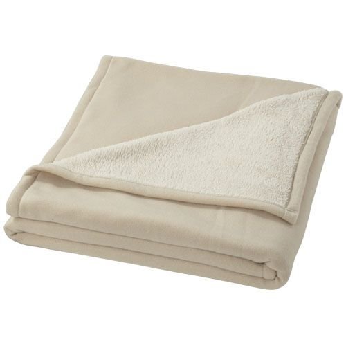 Springwood soft fleece en sherpa plaid deken 112809 met draagzak en bedrijfslogo