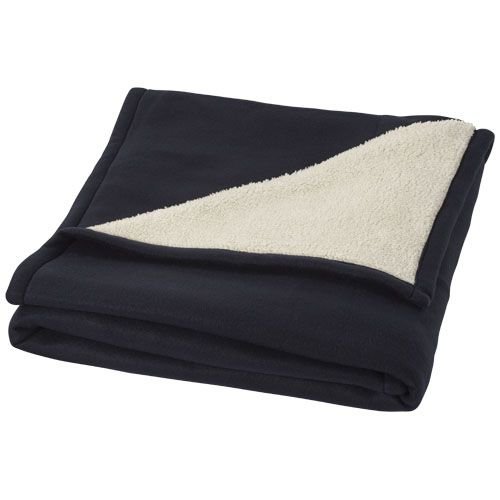 Springwood soft fleece en sherpa plaid deken 112809 met draagzak en bedrijfslogo