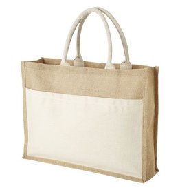 Mumbay jute draagtas met katoenen voorvak – 320 g/m²