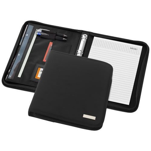 Stanford deluxe A4 portfolio met ritssluiting bedrukt met bedrijfslogo voor vergaderingen en zakelijk gebruik
