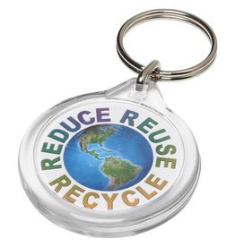 Orb ronde kunststof sleutelhanger met metalen clip