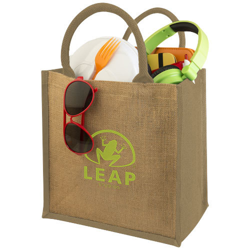 Chennai jute tas met logo bedrukking DeBle duurzame boodschappentas relatiegeschenk NL BE