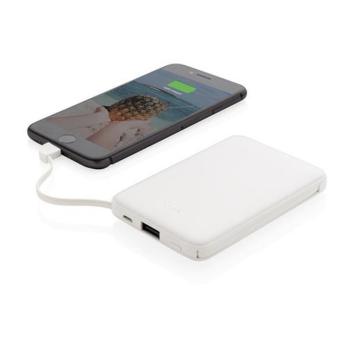 5.000 mAh zakformaat powerbank met geïntegreerde kabels P322.083
