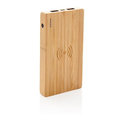 Bamboe 4.000 mAh powerbank met 5W draadloze oplader P322.029
