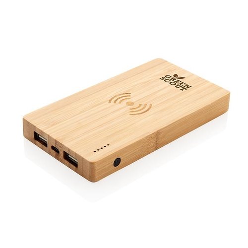 Bamboe 4.000 mAh powerbank met 5W draadloze oplader P322.029