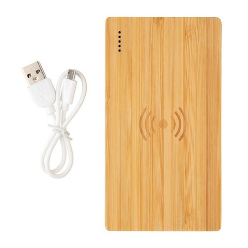 Bamboe 4.000 mAh powerbank met 5W draadloze oplader P322.029