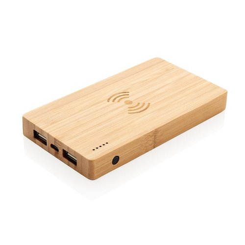 Bamboe 4.000 mAh powerbank met 5W draadloze oplader P322.029