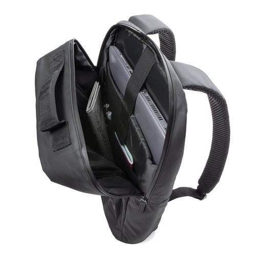DéBlé Fashion black PVC vrije 15.6" laptop rugtas bedrukken met logo