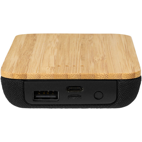 Future 6000 mAh draadloze powerbank van bamboe en stof
