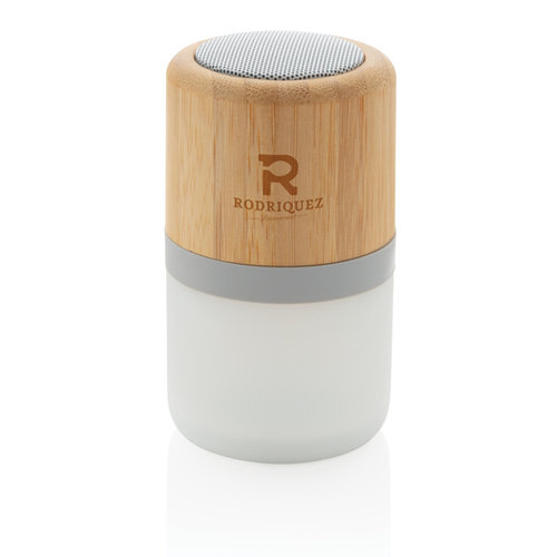 Draadloze bamboe 3W speaker met sfeerlicht P329343 met logo bedrukken DeBle