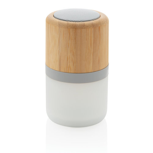 Draadloze bamboe 3W speaker met sfeerlicht P329343 met logo bedrukken DeBle