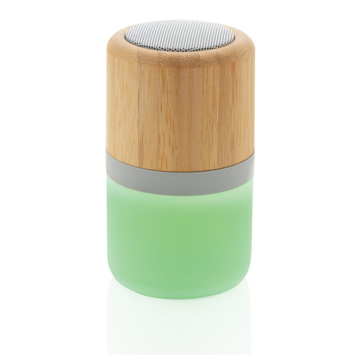 Draadloze bamboe 3W speaker met sfeerlicht P329343 met logo bedrukken DeBle