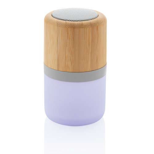 Draadloze bamboe 3W speaker met sfeerlicht P329343 met logo bedrukken DeBle