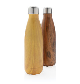 Vacuüm roestvrijstalen fles met houtdessin P436.486