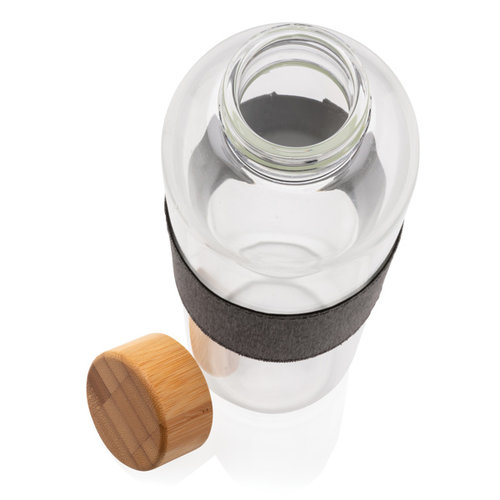 Impact borosilicaat glazen fles met bamboe deksel P436.770 Impact borosilicaat glazen fles met bamboe deksel P436.770
