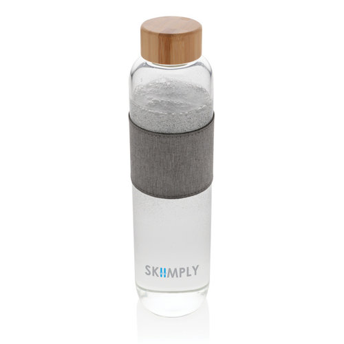 Impact borosilicaat glazen fles met bamboe deksel P436.770 Impact borosilicaat glazen fles met bamboe deksel P436.770