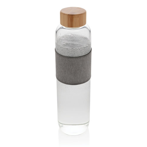 Impact borosilicaat glazen fles met bamboe deksel P436.770 Impact borosilicaat glazen fles met bamboe deksel P436.770