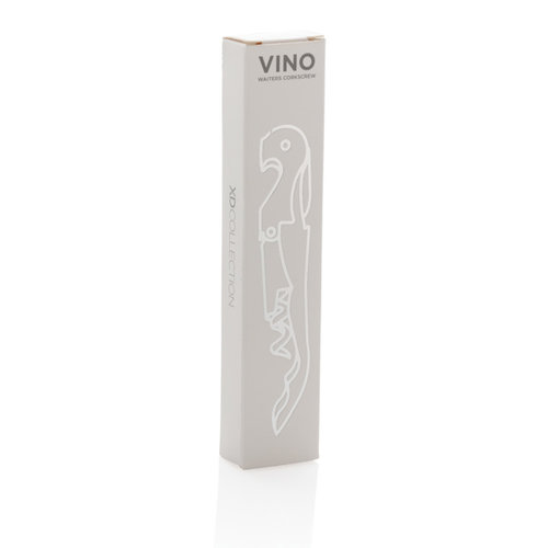 Zwarte Vino sommelier kurkentrekker P911.051 gegraveerd met logo