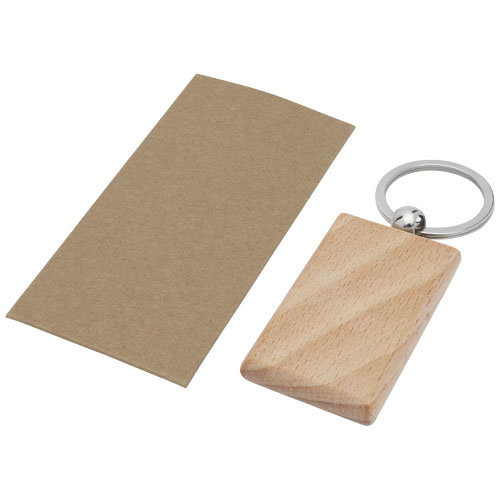 Gian vierkante beukenhouten sleutelhanger 11812271 gegraveerd met logo