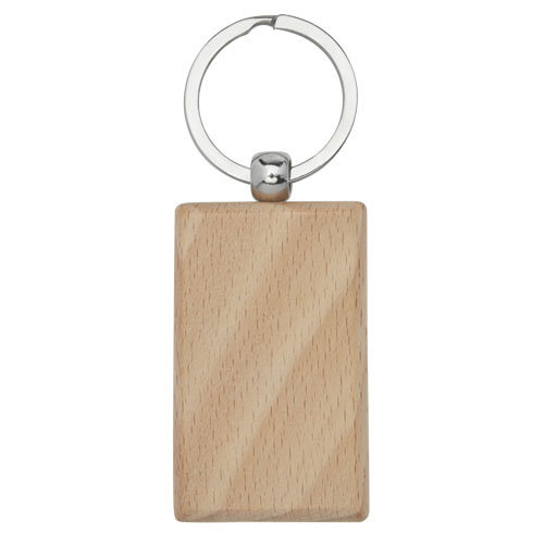Gian vierkante beukenhouten sleutelhanger 11812271 gegraveerd met logo