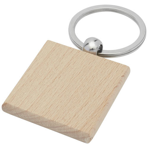 Gioia beukenhouten vierkante sleutelhanger 11812171 gegraveerd met logo