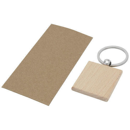 Gioia beukenhouten vierkante sleutelhanger 11812171 gegraveerd met logo