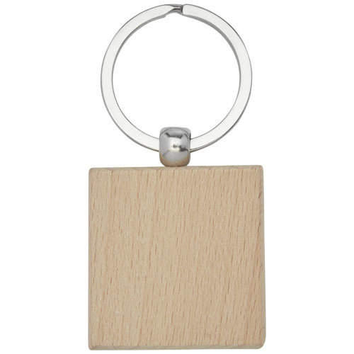 Gioia beukenhouten vierkante sleutelhanger 11812171 gegraveerd met logo