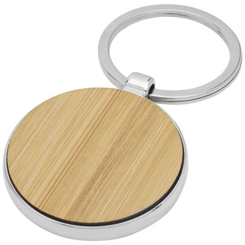 Nino ronde bamboe sleutelhanger 11812571 gegraveerd met logo