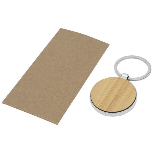 Nino ronde bamboe sleutelhanger 11812571 gegraveerd met logo