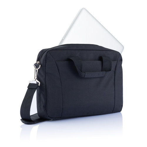Exhibition 15,4 inch laptoptas van 300D polyester bedrukt met bedrijfslogo