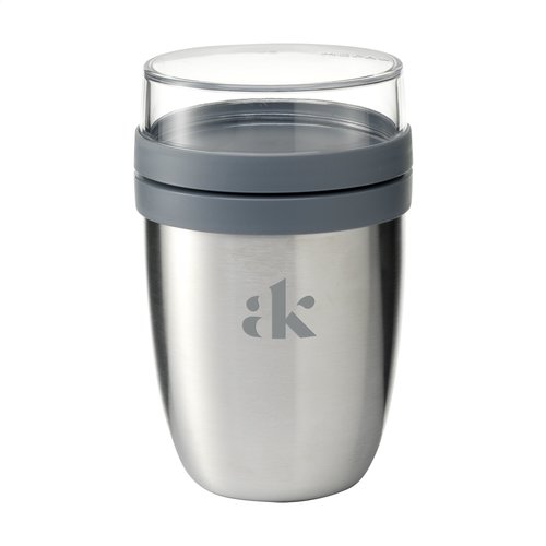 Mepal Isoleer Lunchpot Ellipse foodcontainer 500+200 ml – dubbelwandig RVS met twee lekvrije compartimenten