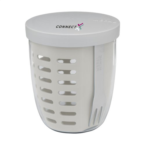 Mepal Fruit- & Veggiepot Ellipse – duurzame fruit- en groentepot met vergiet en vork, personaliseerbaar als relatiegeschenk