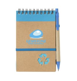 RecycleNote-M notitieboek met balpen 263641 bedrukt met logo