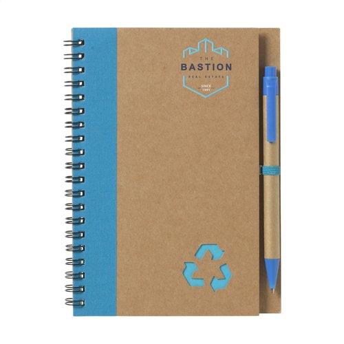RecycleNote-L notitieboek met balpen 263642 bedrukt met logo