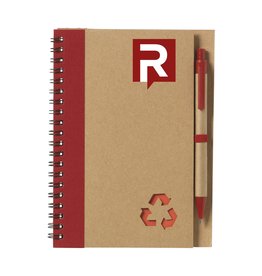 RecycleNote-L notitieboek met balpen 263642 bedrukt met logo