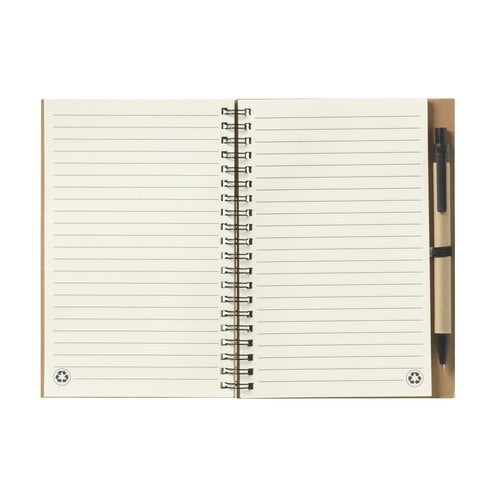 RecycleNote-L notitieboek met balpen 263642 bedrukt met logo