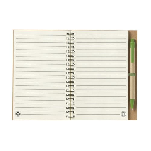 RecycleNote-L notitieboek met balpen 263642 bedrukt met logo
