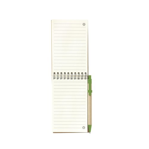 RecycleNote-M notitieboek met balpen 263641 bedrukt met logo