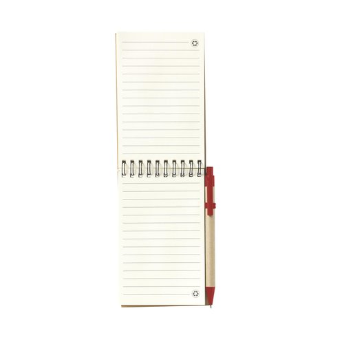 RecycleNote-M notitieboek met balpen 263641 bedrukt met logo