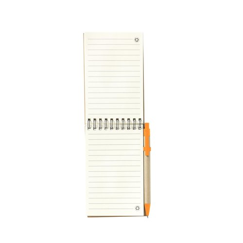 RecycleNote-M notitieboek met balpen 263641 bedrukt met logo